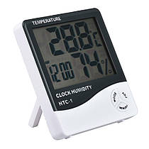 Настільний годинник з гігрометром і термометром HTC-1, кімнатний термометр з вологістю | термометр с
