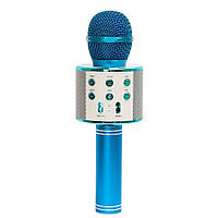 Караоке микрофон WS-858 синий, блютуз микрофон для пения, детский микрофон с динамиком (TO)