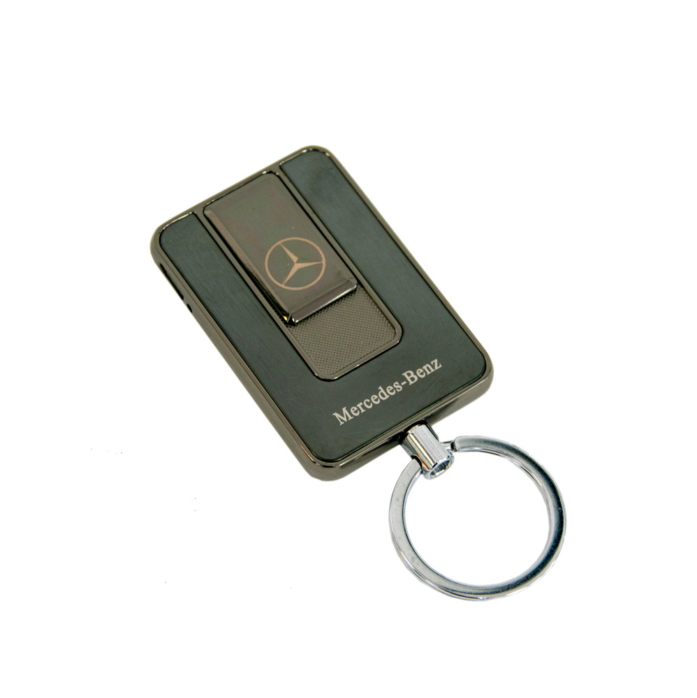 USB зажигалка брелок Mercedes (Art - 811) Среблястая, спиральная электро зажигалка от аккумулятора (TO) - фото 2 - id-p1495572735