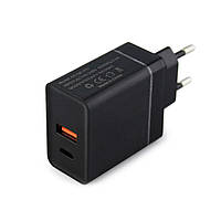 Зарядное устройство для телефона 220V USB/TYPE C черный, quick charge 3.0, блок питания для телефона (TO)