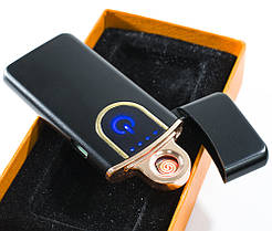 Електрозапальничка спіральна акумуляторна Classic Fashionable, Чорний Глянець, USB запальничка, 6746
