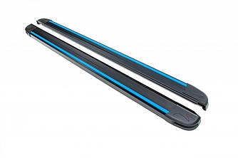 Бокові пороги,підніжки Maya Blue-Black (2 шт., Алюміній) для мод. Nissan Qashqai 2007-2010 рр.