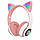 Навушники накладні бездротові з котячими вушками CAT STN-28 гарнітура з мікрофоном (Рожевий), фото 2