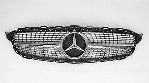 Решітка радіатора на Mercedes C-class W205, стиль Diamond silver (camera)