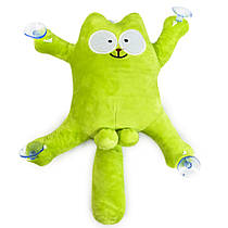 "Кіт Саймон" м'який кіт з яйцями на присоска , Зелений, в машину іграшка на присосці | іграшка кіт