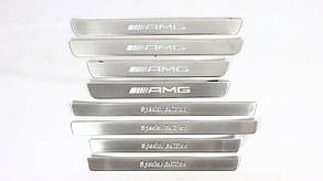 Накладки на поріжки з підсвіткою (сині) AMG Mercedes W222 2013-2020