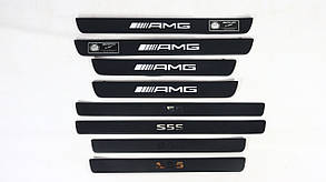 Накладки на поріжки black з підсвічуванням білої (AMG) S55 Mercedes W222 2013-2020