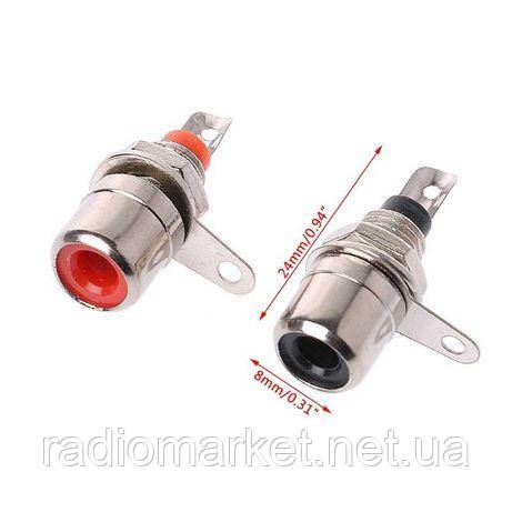 Гніздо RCA монтажне, корпус метал 10 штук, фото 1