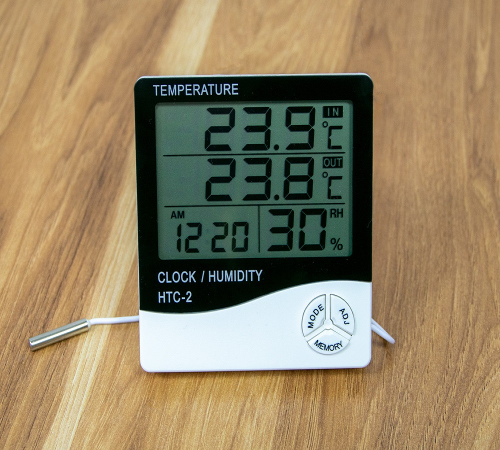 Гігрометр з виносним датчиком HTC-2, настільний годинник з термометром і гігрометром | гигрометр