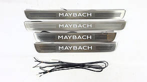 Накладки на поріжки з підсвіткою (сині) Maybach Mercedes W222 2013-2020 (к-т 4 шт.)