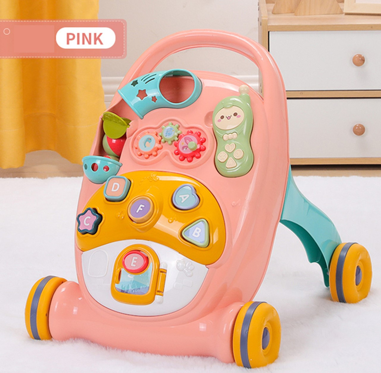Дитячі розвиваючі музичні ходунки-каталка "Sobebear" Baby Walker, рожеві