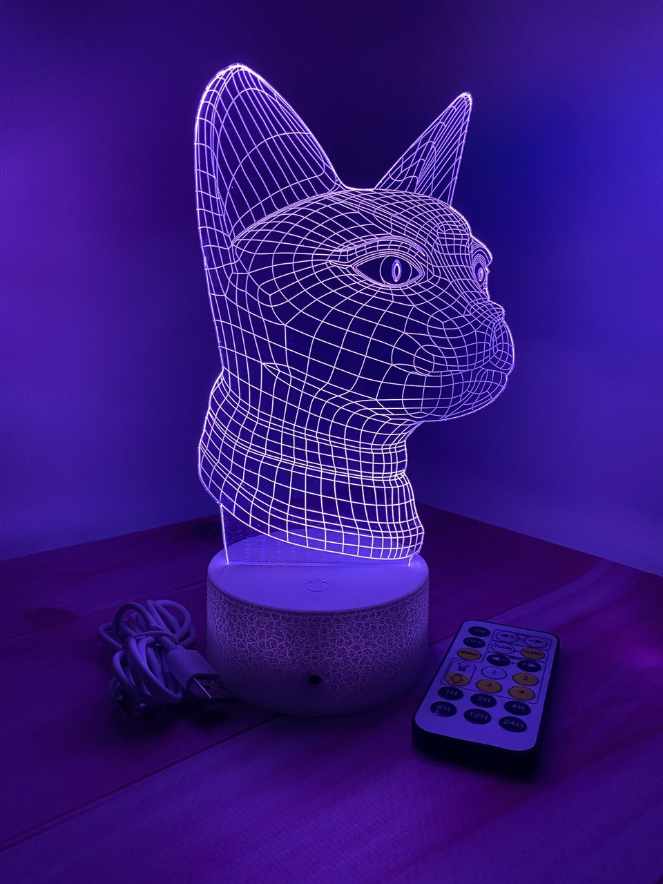 3d-лампа Сфінкс, подарунок для любителів котиків, 3D світильник або нічник, 7 кольорів і 4 режиму, таймер, пульт та батарейки