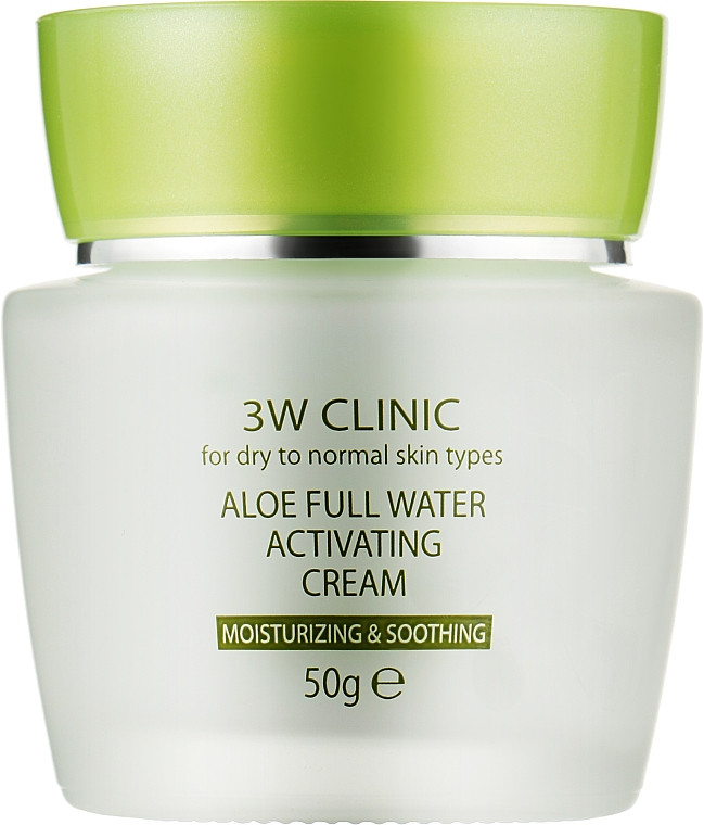 Зволожуючий крем для обличчя з екстрактом алое 3W Clinic Aloe Full Water Activating 50 г, фото 1