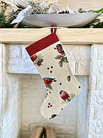 Новогодний сапожок чулок для подарков гобеленовый на камин носок 25х37 см рождественский сапожек
