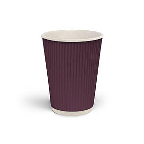 Стакан гофрований 185 мл Бургунді (біла основа)