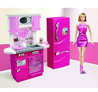Мебель для куклы Кухня с холодильником Gloria 3016