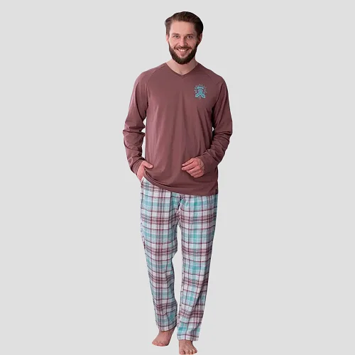 Комплект домашнього чоловічого одягу для сну KEY MNS 450 B21, Піжама чоловіча фланель, Одяг для дому для чоловіків, фото 1