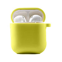 Чехол силиконовый Silicone Case с микрофиброй для наушников Airpods 1/2 (Bright Yellow) Желтый