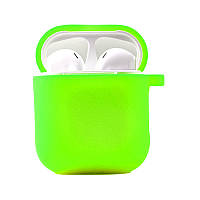 Чехол силиконовый Silicone Case с микрофиброй для наушников Airpods 1/2 (Neon green) Салатовый