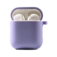 Чехол силиконовый Silicone Case с микрофиброй для наушников Airpods 1/2 (Lilac Pride) Лиловый