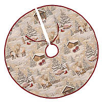 Новогодняя юбка под елку гобеленовая круглая диаметр Ø 90 см коврик юбочка для елки рождественская