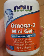 Міні омега 3 NOW Omega-3 Mini Gels 180 міні капсул Риб'ячий жир для дітей