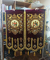 Хоругви великі вишивка на оксамиті термодрук ікони 100х50см (спецзаказ)