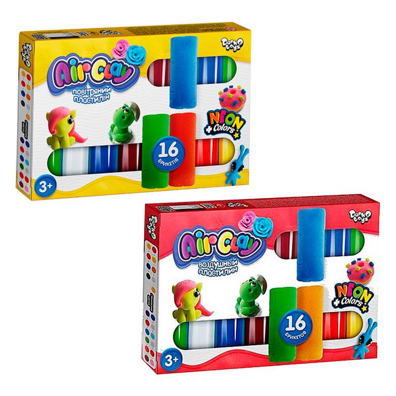 Пластилін 120гр. DankoToys воздушний набір 16кол. по 7гр. Air Clay ARCL-04-**, фото 1