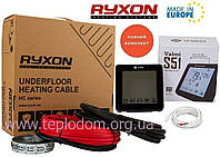 Теплый пол RYXON 4,5м²- 5,6м²/ 900 Вт (45м) нагревательный кабель с программируемым терморегулятором S51