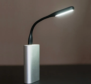 Гнучка міні лампа USB LED ABC чорна, фото 2