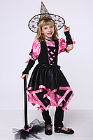 Детский маскарадный костюм на праздник Ведьмочка №3 (розовый) 1 размер (100-110)