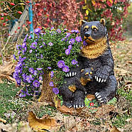 Садова фігура Ведмідь з ведмежам кашпо, фото 2