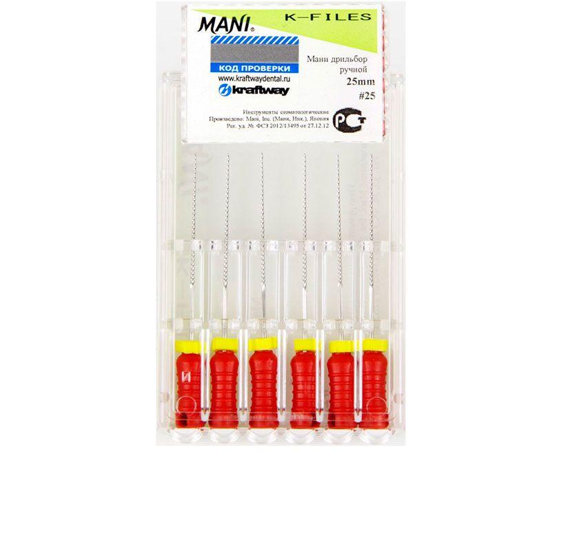 K-files (К-Файли) для видалення вмісту кореневого каналу №25, 6 шт., Mani