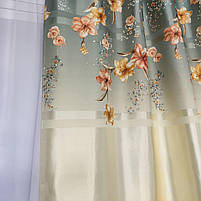 Штори бірюзові атласні ALBO з ліліями 150×270 см, комплект 2 шт. (SH-M650-4), фото 7