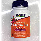 Вітамін Д 5000 NOW Foods Vitamin D-3 5000 IU 120 капс гел, фото 4