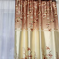 Штори коричневі атласні ALBO з ліліями 150×270 см, комплект 2 шт. (SH-M650-3), фото 5