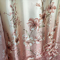 Штори коричневі атласні ALBO з ліліями 150×270 см, комплект 2 шт. (SH-M650-3), фото 6