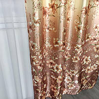 Штори коричневі атласні ALBO з ліліями 150×270 см, комплект 2 шт. (SH-M650-3), фото 8