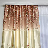 Штори коричневі атласні ALBO з ліліями 150×270 см, комплект 2 шт. (SH-M650-3), фото 9