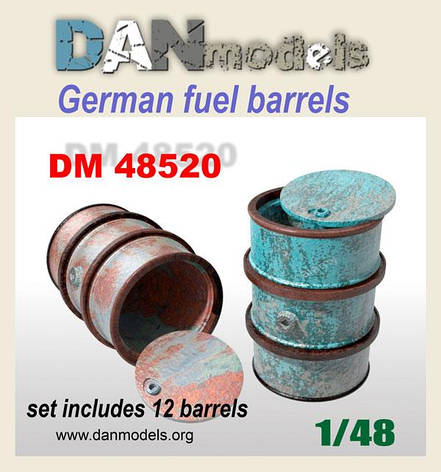 Аксесуари для диорами. Німецькі 200-літрові бочки. 1/48 DANMODELS DM48520, фото 2