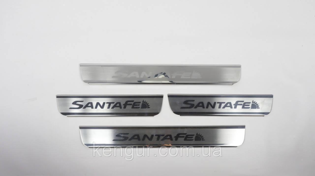 Накладки на пороги (Omsarline) Hyundai Santa Fe 2013-...