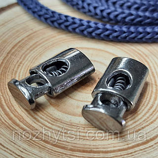 Фіксатори металеві для шнурів, чорне срібло