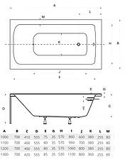 Ванна акрилова Besco TALIA 100 х 70 прямокутна (без панелі, ручок, ніжок), фото 5