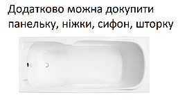 Ванна акрилова Besco MAJKA NOVA 120х70 прямокутна (без панелі, ручок, ніжок), фото 6