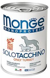 Вологий корм Monge Dog Solo для собак, паштет 100% індичка, 400 гр