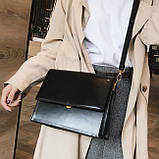 Жіноча класична сумка 1019 крос-боді на три відділи чорна, фото 3