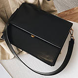 Жіноча класична сумка 1019 крос-боді на три відділи чорна, фото 2