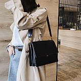 Жіноча класична сумка 1019 крос-боді на три відділи чорна, фото 6