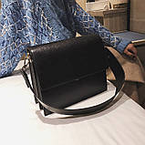 Жіноча класична сумка 1019 крос-боді на три відділи чорна, фото 9