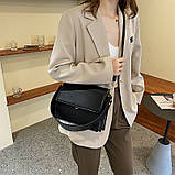Жіноча класична сумка 1019 крос-боді на три відділи чорна, фото 8